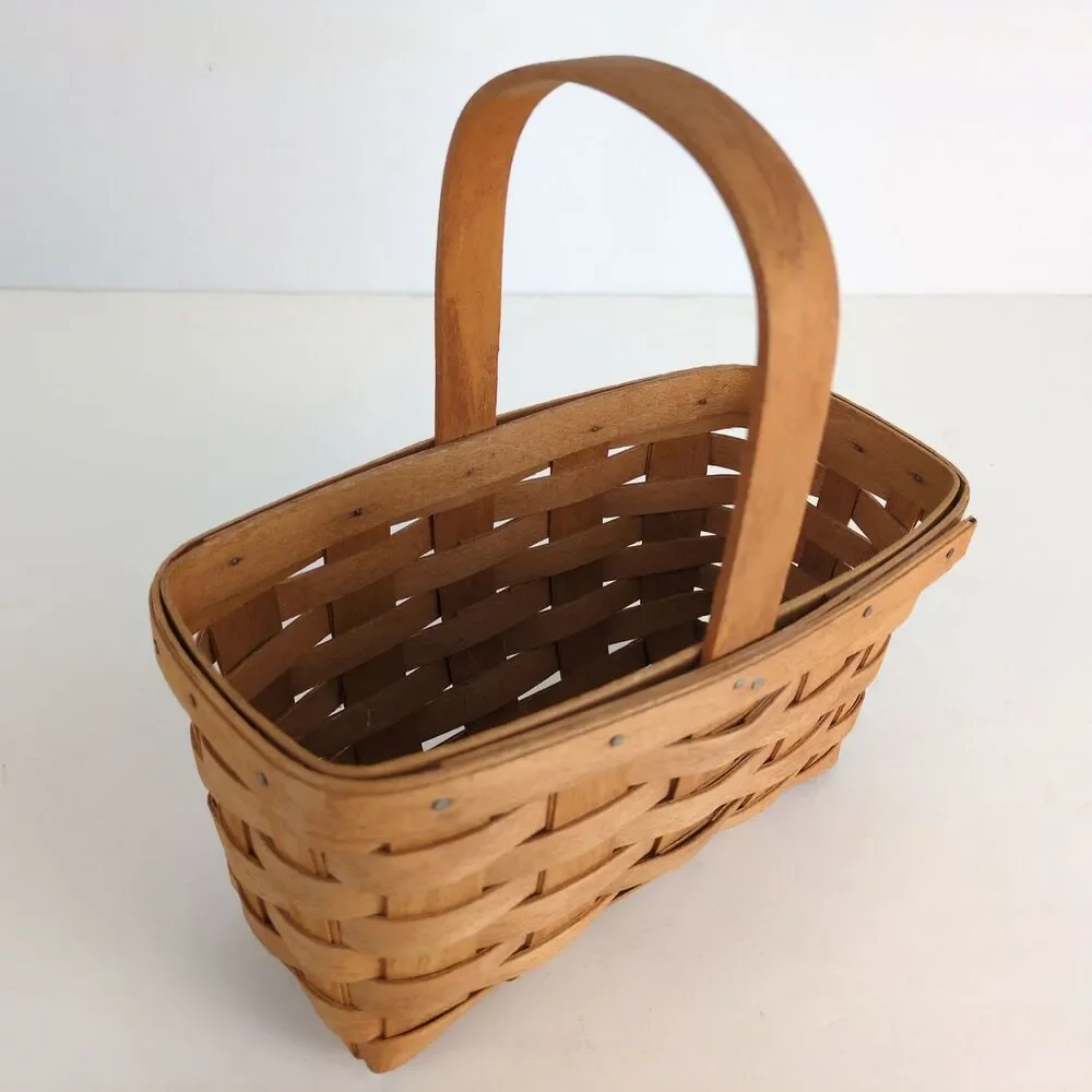 Vintage 1990 Longaberger Small Market Gathering‎ Basket Top Handle Maple Wood